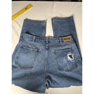 Duluth Trading Co Men's Jeans 38x30 Blue Denim Workwear Straight Leg Distressed